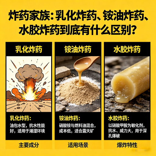 嵊州炸药家族：乳化炸药、铵油炸药、水胶炸药到底有什么区别？